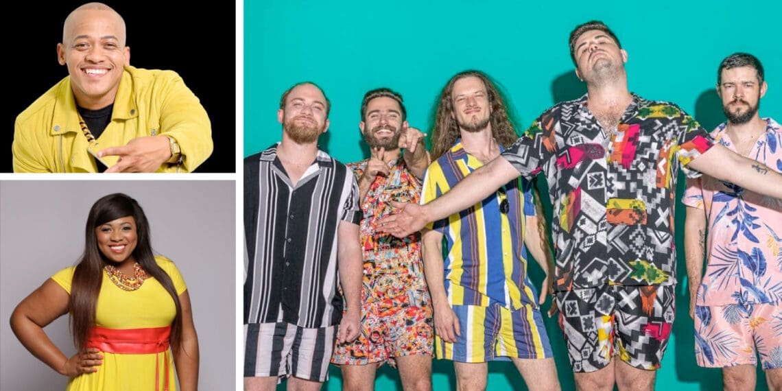 Early B (from top, left), Stephanie Baartman Petersen and Sunset Sweatshop are all on the VKB Bieliemielie Festival line-up. Photos: Supplied/Food For Mzansi