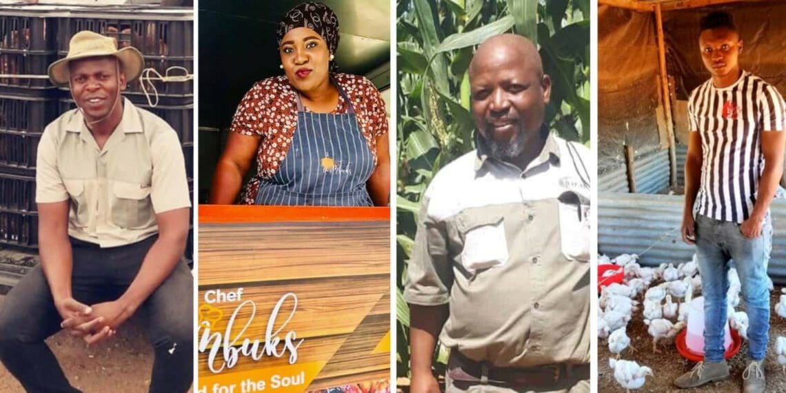You liked them best, Mzansi! Some of the farmers and agripreneurs who made it to our top 10 are (from left to right) Ntoampe Mashamaite, Pumla Gobelo, Shadrack Mbele and Thabang Hosea. Photos: Supplied/Food For Mzansi