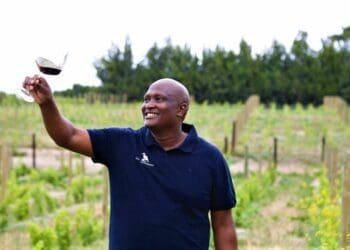 Paul SIguqa having a drink of one of his own wines. Photo: Supplied