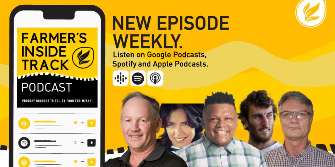 This week's podcast features (from left): Justin Chadwick, Jacqui Taylor, Ivor Price, Lowell Scarr, and Gerhard Kriel. Photos: Supplied/Food for Mzansi
