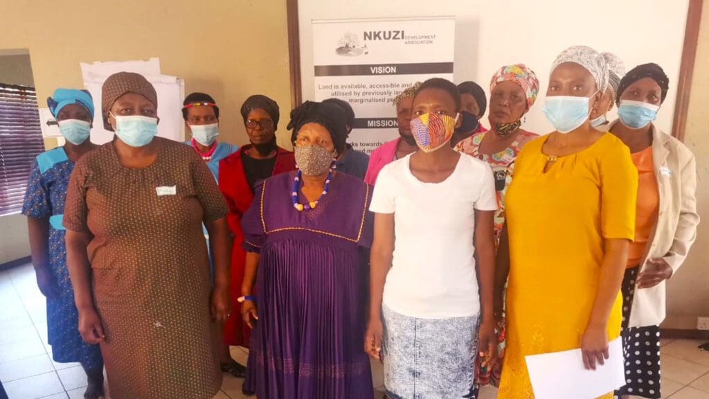 This group of women are challenging key state departments to promote women’s access to use, control, own, inherit and transfer land and natural resources. Photo: Supplied/Food For Mzansi