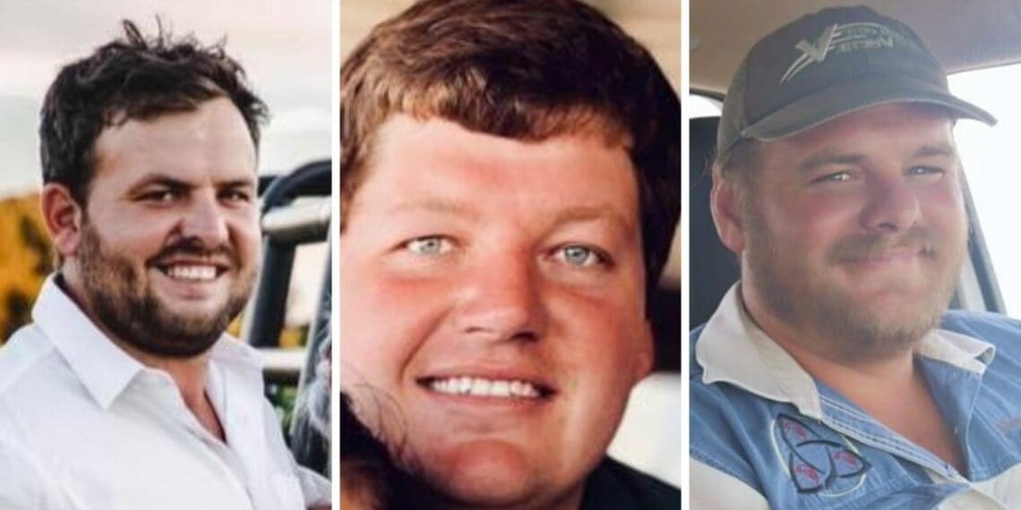 Hennie Venter from Theunissen, Le Roux Erasmus from Hoopstad and Jaco Burger from Wepener are the top finalists in Free State Agriculture’s 2022 Young Farmer of the Year competition. Photos: Supplied/Food For Mzansi