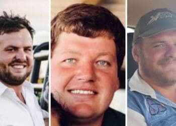 Hennie Venter from Theunissen, Le Roux Erasmus from Hoopstad and Jaco Burger from Wepener are the top finalists in Free State Agriculture’s 2022 Young Farmer of the Year competition. Photos: Supplied/Food For Mzansi