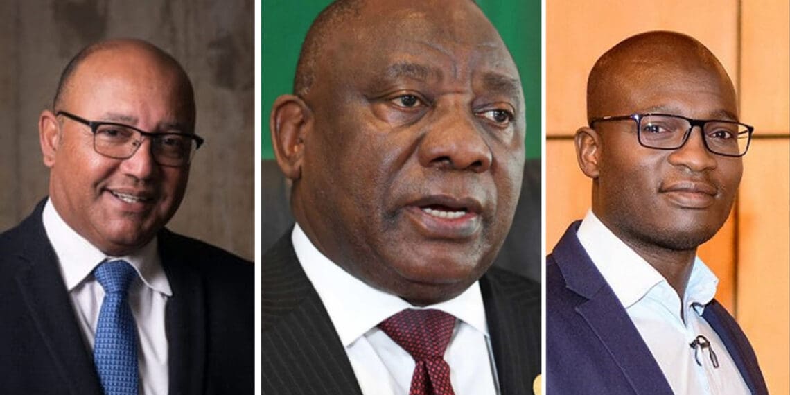 Leaders in the agricultural space will listen closely to this year's State of the National Address for encouraging words on a host of critical challenges keeping the sector back. Pictured from the left are Agri SA executive director Christo van der Rheede, President Cyril Ramaphosa and Political analyst Mpumelelo Mkhabela. Photos: Supplied/Food For Mzansi