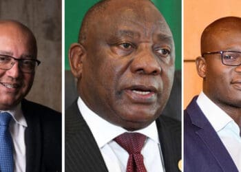 Leaders in the agricultural space will listen closely to this year's State of the National Address for encouraging words on a host of critical challenges keeping the sector back. Pictured from the left are Agri SA executive director Christo van der Rheede, President Cyril Ramaphosa and Political analyst Mpumelelo Mkhabela. Photos: Supplied/Food For Mzansi