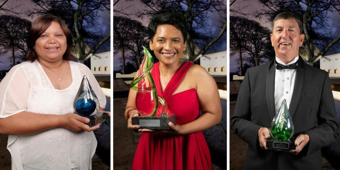Pictured from the left are Denise Stubbs, Carmen Stevens and Francois Viljoen. They are among the winners announced during the 2022 SA Wine Harvest Commemorative Event. Photos: Supplied/Food For Mzansi