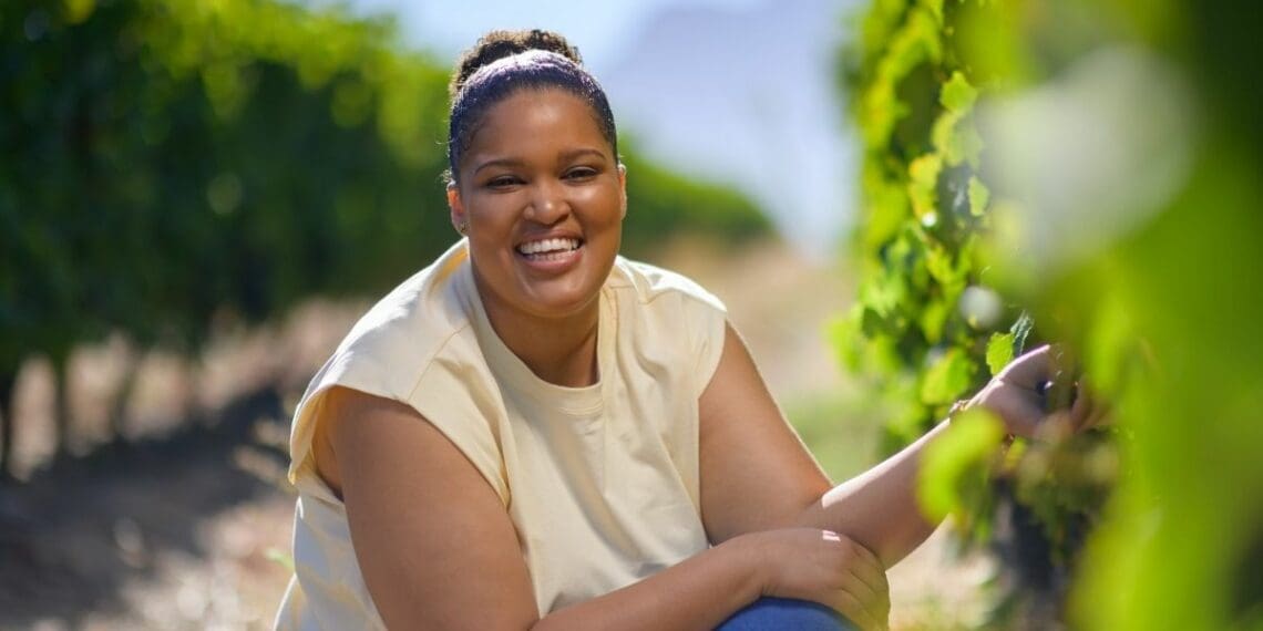 Ruth Faro is the viticulturalist for Adama Wines, a brand run entirely by women. Photo: Supplied/Food for Mzansi