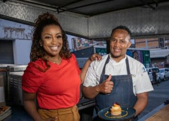 In episode 1 of “Homegrown Tastes South Africa” the award-winning chef and TV host Lorna Maseko visited chef Siya Kobo where they tried her signature kota dish. Photo: Supplied/Food For Mzansi