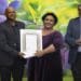 Hortgro chairman Nic Dicey, Ceres farmer Raymond Koopstad, national agri minister Thoko Didiza, and Deciduous Fruit Development Chamber chairperson Ismail Motala at the gala event. Photo: Supplied/Taariq Motala