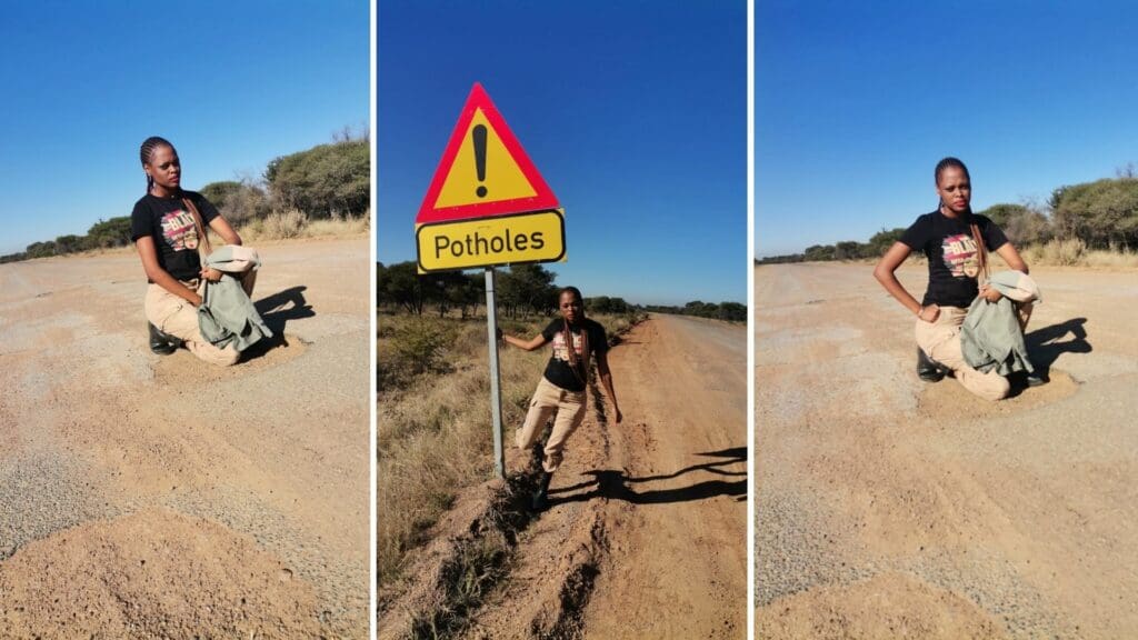 North West farmer Ipeleng Kgwadi says this road has not been serviced for the past 10 years. Picture Supplied/Food For Mzansi