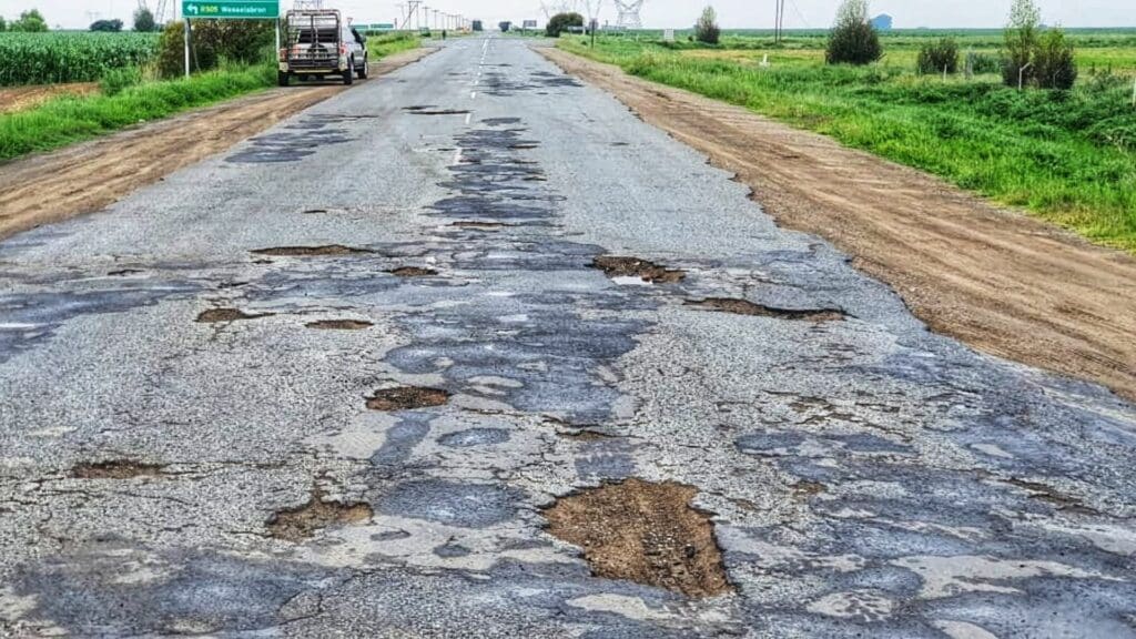 The R505 road between Wesselsbron and Makwassie, before farmers and farm workers of Mooiveld Boerevereniging took it under control. Photo: Supplied/Food For Mzansi 