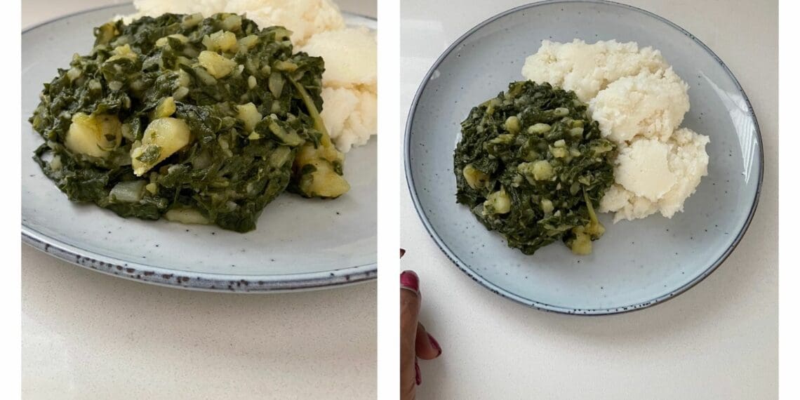 Try this budget friendly pap and spinach by Gauteng foodie, Mangale Mofokeng. Photo: Supplied/Food For Mzansi