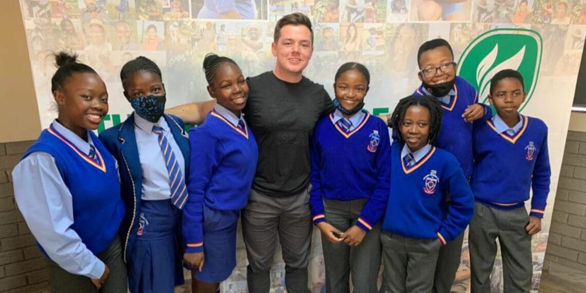 Donovan Erasmus, from AGRICOLLEGES international with some of the learners who attended Food For Mzansi’s AgriCareers roadshow in Katlehong, Gauteng. Photo: Ivor Price/Food For Mzansi