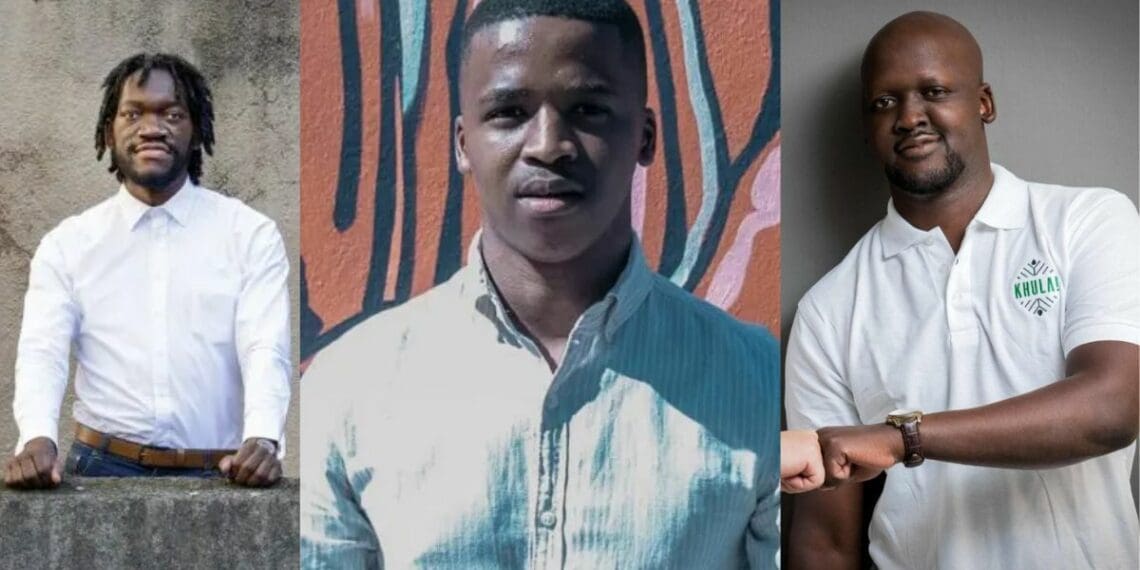 Young people in Mzansi are making waves in the agritech sector. From left: Julian Kanjere, Lunga Momoza, and Karidas Tshintsholo. Photo: Supplied/Food For Mzansi