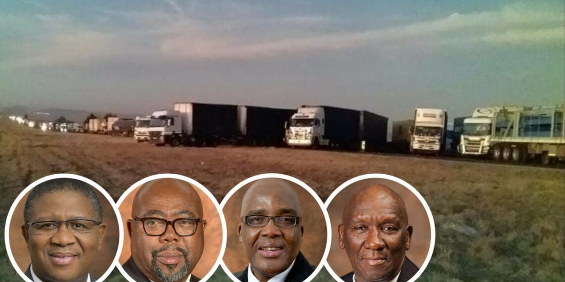 Ministers Fikile Mbalula, Thulas Nxesi, Aaron Motsoaledi and Bheki Cele are on the inter-ministerial committee tasked with bringing an end to disruptive trucking protests. Photos: Jayshree Parasuramen/Supplied