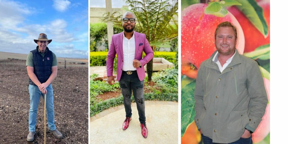 Lochner Eksteen, Bayanda Maseko and Ian Cunningham: three young people making their living from farming in Mzansi. Photo: Supplied/Food For Mzansi