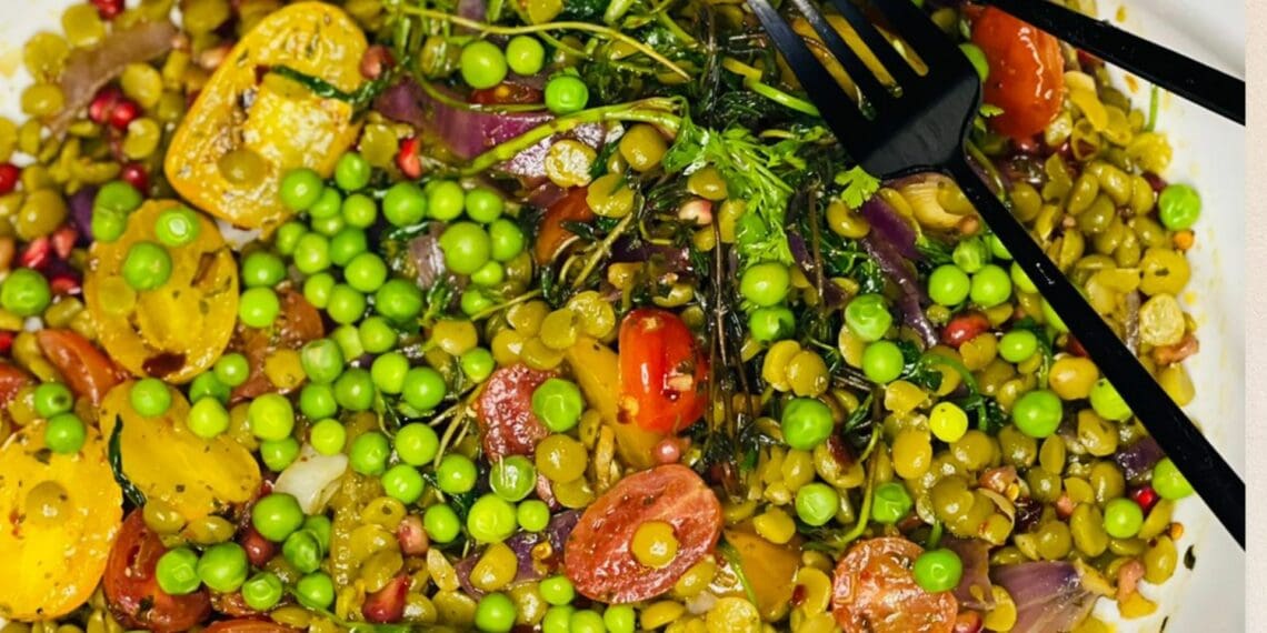 Cape Town foodie Siyanda Jayiya shares his recipe for a crunchy split pea and pomegranate salad. Photo: Supplied/ Food For Mzansi