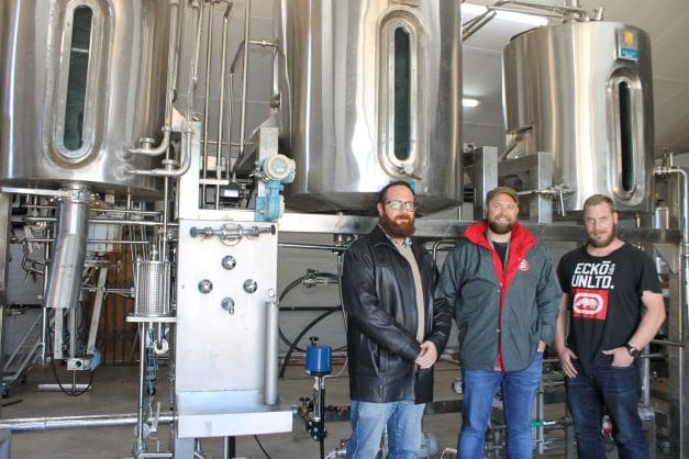 Dr Errol Cason, Dr Christopher Rothmann, and Barry Crous at what will soon be a fermentation institute on the Paradys Experimental Farm. Photo: Supplied/UFS