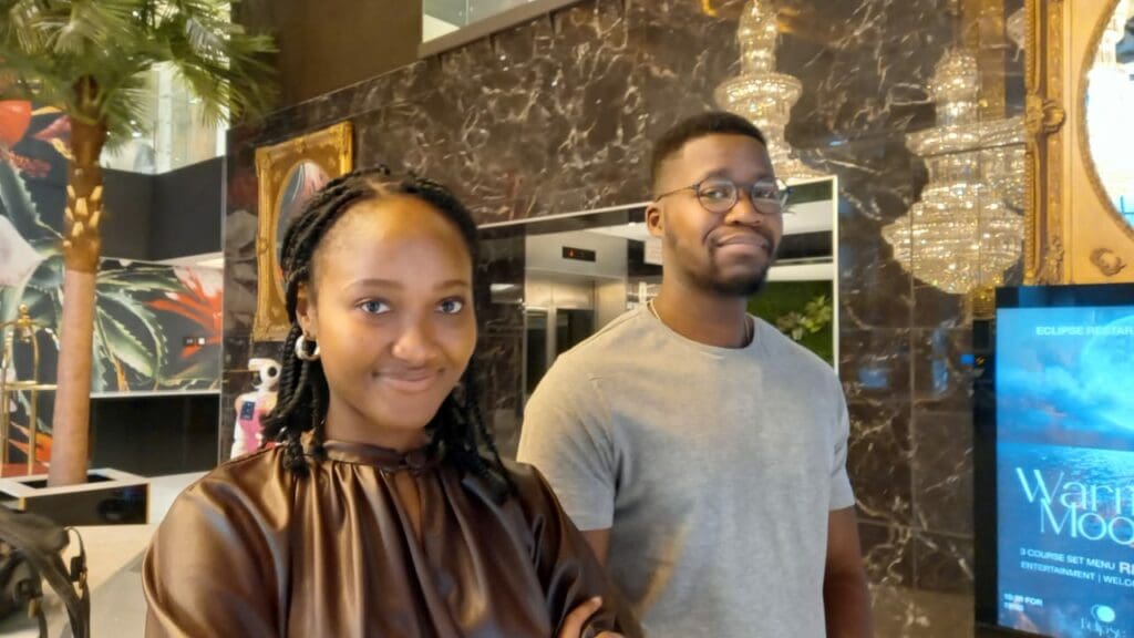 Khulefelo Monama and Letlhonolo Tlale were among the first farmers to arrive at the Hotel Sky in Sandton.