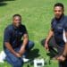 Cleo Watama and Tinashe Chizema with their sensor box that they are developing to help small-scale farmers address climate change challenges. Photo: Estelle Ellis
