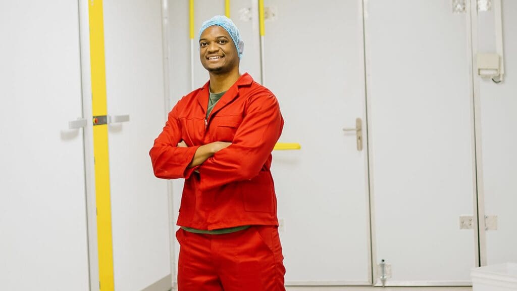 Poultry production: Clive Tigere of KC Hatchery inside the brand-new hatchery. Photo: Supplied/Peter Ndele