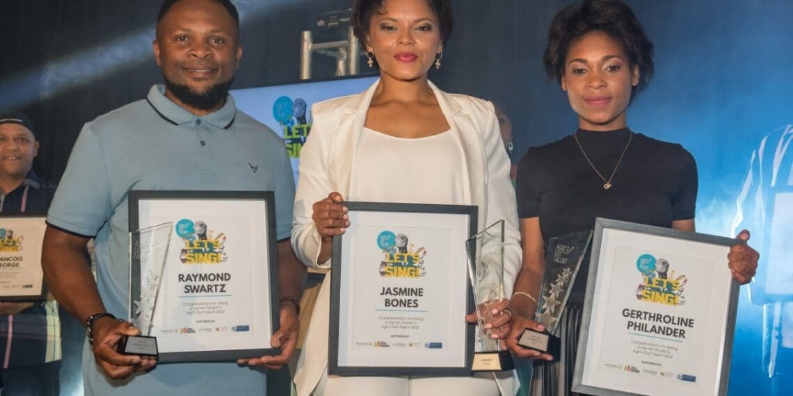 The top three, from left Raymond Swartz (second), Jasmine Bones (winner), and Gerthroline Philander (third). Photo: Supplied/Hortgro