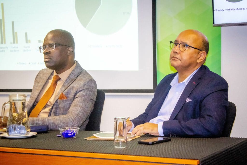 AgriSETA chief executive Dr Innocent Sirovha and Agri SA’s executive director Christo van der Rheede pictured during a live press conference about the “Farming for tomorrow” rural development initiative. Photo: Funiwe Ngwenya-Mohloba/Food For Mzansi