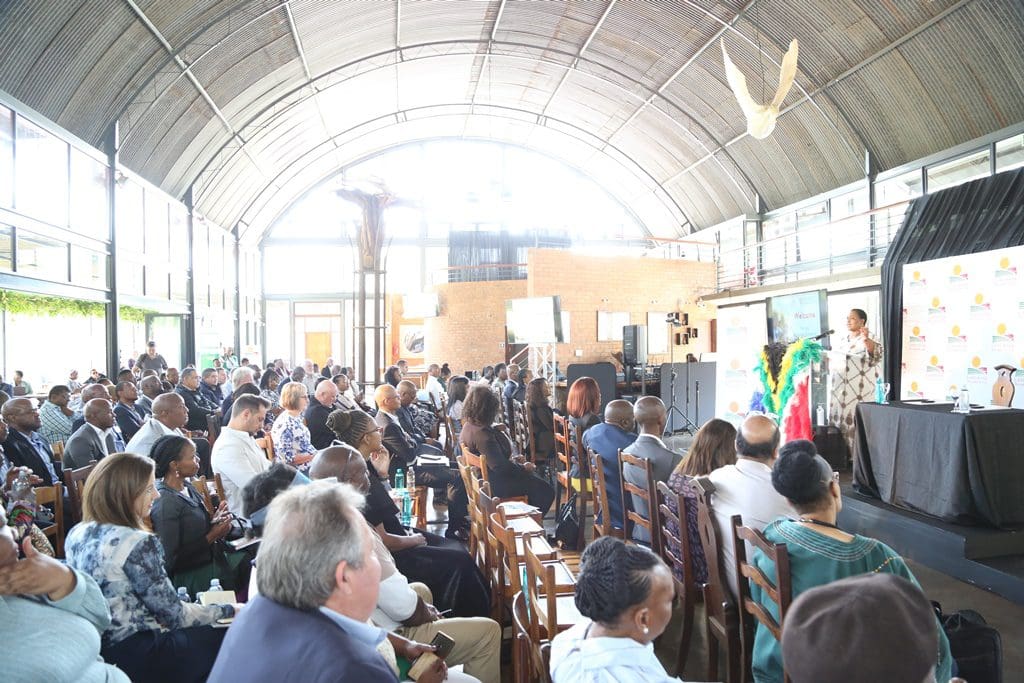 Delegates and members of the media listening to agricultural minister Thoko Didiza delivering a keynote speech at the launch of Land Bank's new Blended Finance Scheme. Photo: Supplied: Reggie Ngcobo