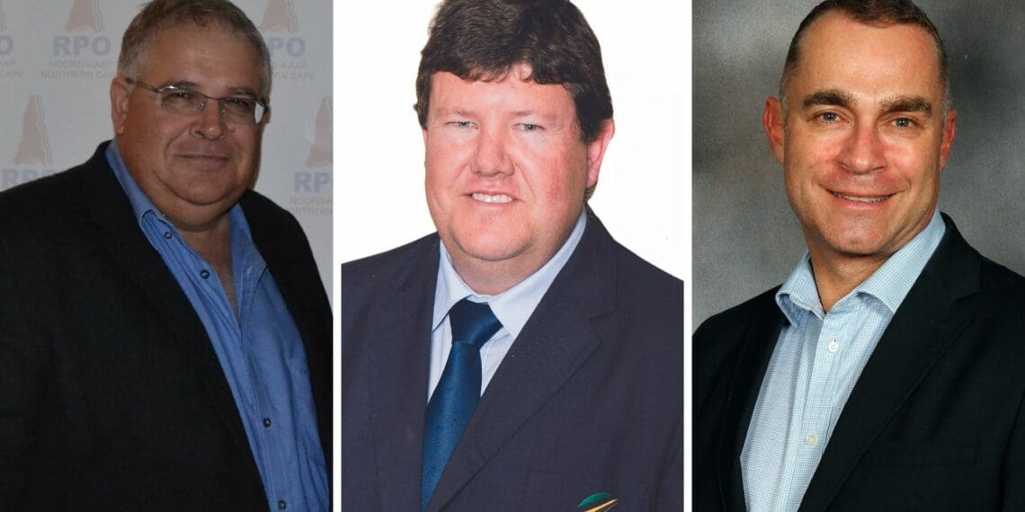 Pictured from the left are Red Meat Producers’ Organisation chairperson James Faber, Agri SA president Jaco Minnaar, and Agri Enterprises chief executive Omri van Zyl. Photos: Supplied/Food For Mzansi