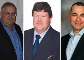 Pictured from the left are Red Meat Producers’ Organisation chairperson James Faber, Agri SA president Jaco Minnaar, and Agri Enterprises chief executive Omri van Zyl. Photos: Supplied/Food For Mzansi