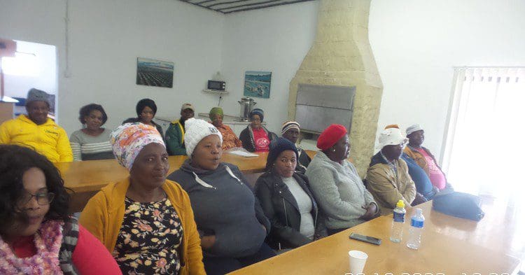 Some of the farm dwellers in Alexandria who attended the dialogue on Friday with representatives from the Sundays River Valley Workers Forum, Agri-Eastern Cape, Alexandria Farmers Union and the Sundays River Valley Municipality. This follows complaints that some farmers are withholding access to electricity and water, while others apparently charge unaffordable fees to people living on their farms. Photo: Joseph Chirume
