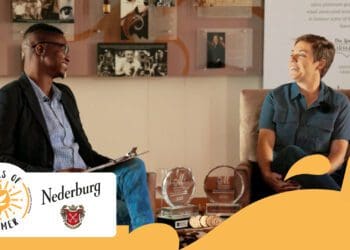 Brian Mahanke, better known as The Black Sommelier, kicks off Food For Mzansi’s Faces of Summer campaign with Zinaschke Steyn, Nederburg’s red wine maker. Photo: Food For Mzansi