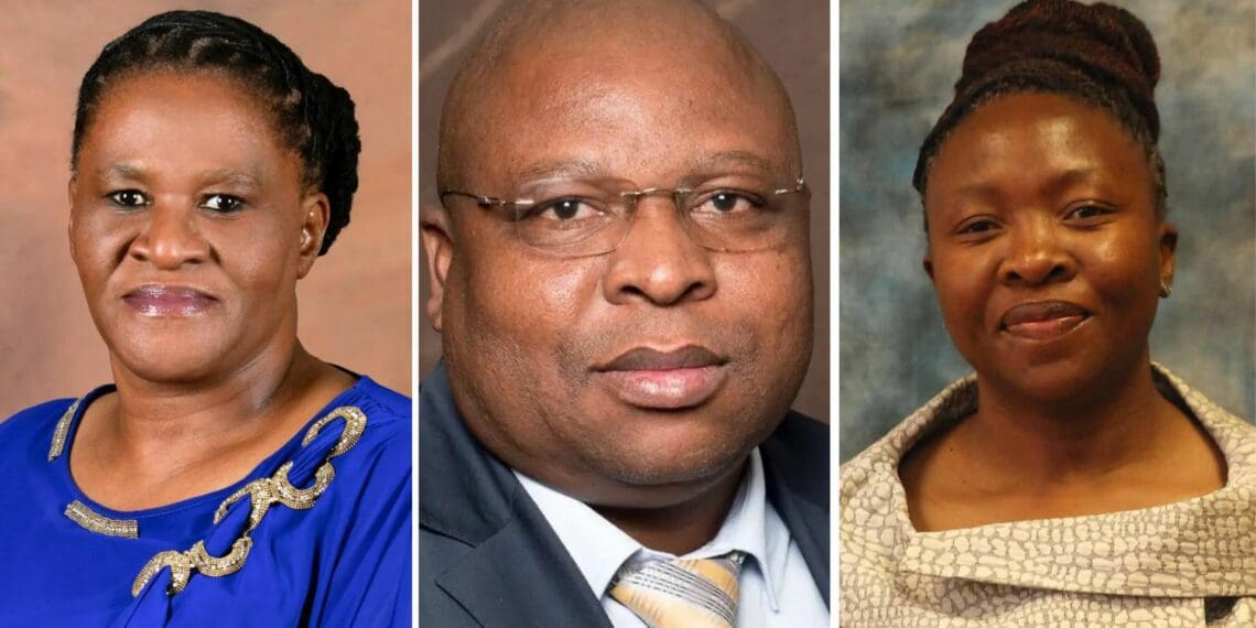 Nonkqubela Pieters., Free State MEC for agriculture and rural development, Thembisa Nxangisa, and Eastern Cape MEC for rural development and agrarian reform, MEC for agriculture and rural development in North West, Desbo Mohono. Photo: Supplied/FoodForMzansi