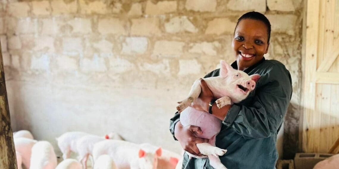 Siphelele Siyaya froom KwaZulu-Natal loves farming but she loves pigs even more. Photo: Supplied/Siphelele Siyaya