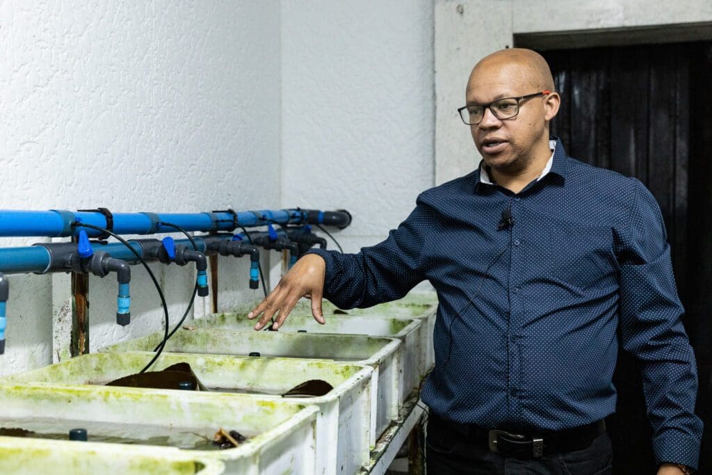 Ruben Saul, chairperson of the Doringbaai Development Trust, says there are plans to expand the farm and create more job opportunities for locals. Photo:Supplied/Liezl Human