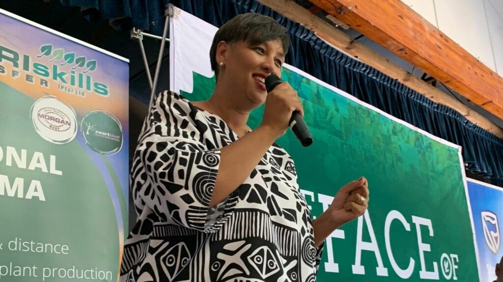 Bernadette Swartz, marketing manager at Oasis FM and avid supporter of the AgriCareers initiative, spreading awareness and promoting the importance of agriculture education through the popular radio station in Jeffreys Bay. Photo: Kobus Louwrens/Food For Mzansi