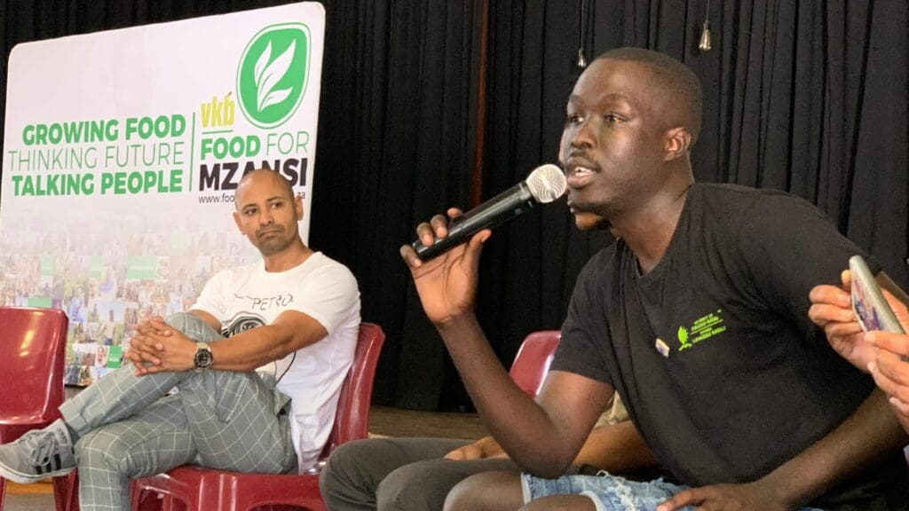 Demian Mukansi from the University of KwaZulu-Natal, addresses learners during Food For Mzansi’s AgriCareers roadshow in Pietermaritzburg. Photo: Kobus Louwrens/Food For Mzansi
