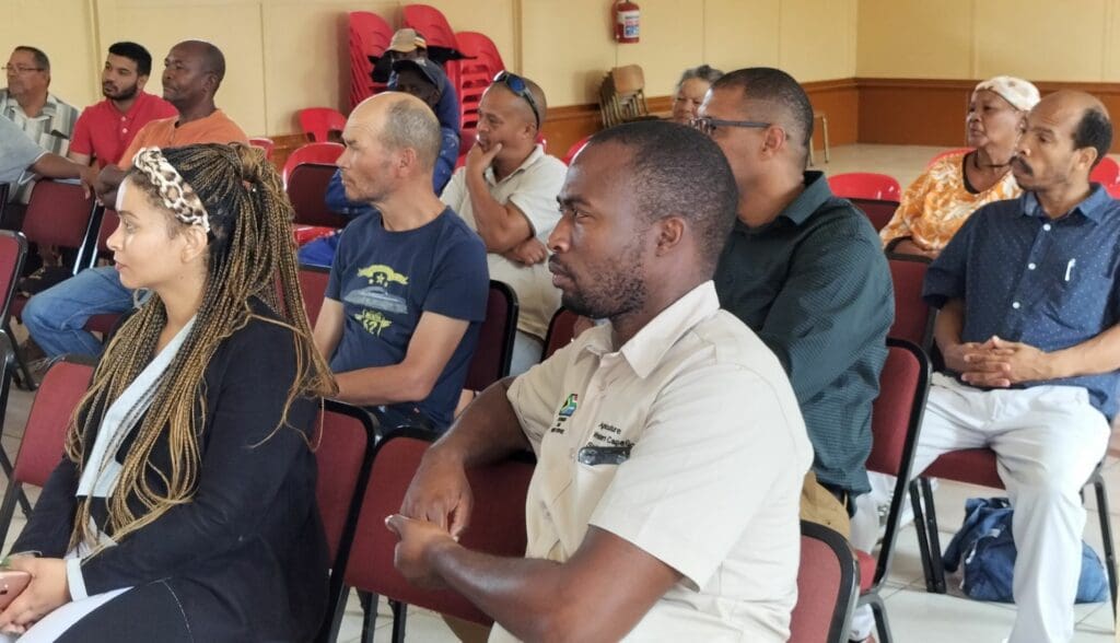 Group of small scale farmers listening attentively to Minister Meyer. Photo: Supplied/WCDoA