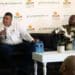 Brenden Baatjies, a commercial banker at Land Bank, discusses the role of blended finance in empowering farmers, alongside Happy Letsitsa, a farmer in the Free State. They were participating in a Food For Mzansi lunchtime conversation at Nampo Harvest Day. Photo: Gareth Davies/Food For Mzansi