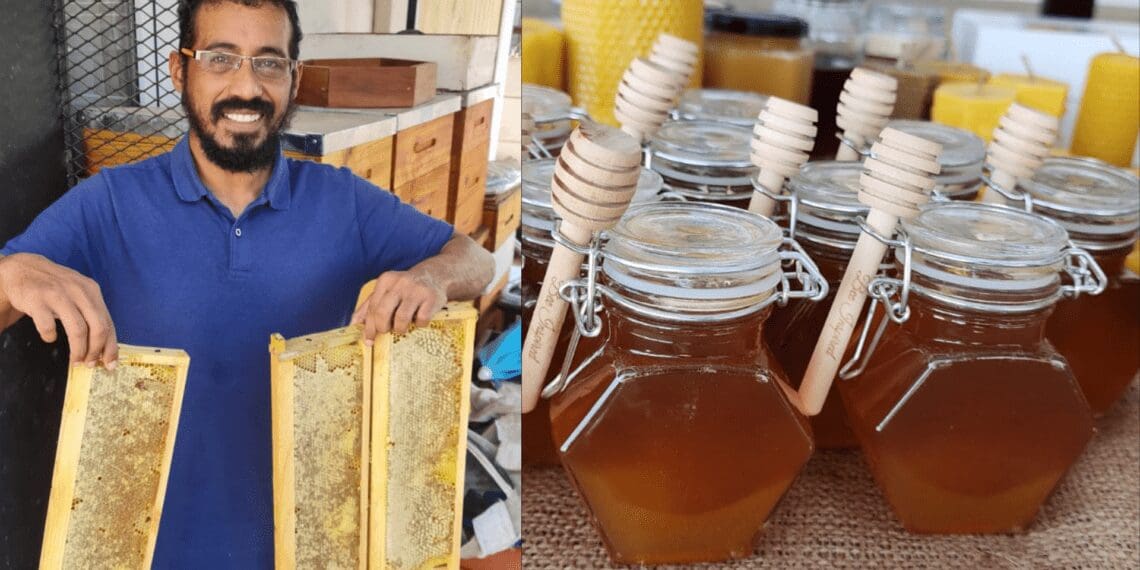 In 2021, Achmat Kazie began farming with a single hive in his backyard. Today, he is innovative and continues to find ways to create products with his beeswax. Photo: Food For Mzansi