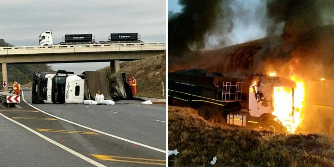A burnt-out truck on the side of the road, one of 20 trucks that have been set alight in recent weeks. The attacks are a threat to the agricultural sector, food security, and the economy as a whole. Photos: Supplied/Food For Mzansi