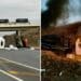 A burnt-out truck on the side of the road, one of 20 trucks that have been set alight in recent weeks. The attacks are a threat to the agricultural sector, food security, and the economy as a whole. Photos: Supplied/Food For Mzansi