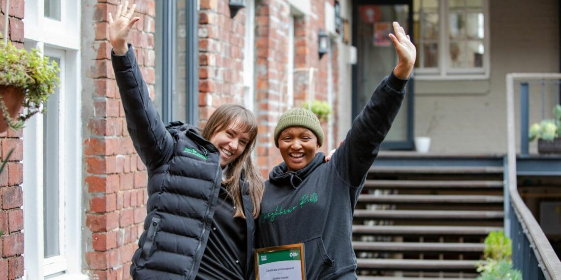 Zandile Kumalo, CEO of Neighbour Roots has been announced as the newest social enterprise supplier to Food Lover’s Market. She celebrated with Terri Coppin-Harris, culture and communication manager for the Food Lover’s Market Group. Photo: Supplied/Food Lover’s Market