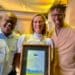 #TeamFoodForMzansi celebrates its big win at the 2023 Agricultural Writers SA Awards. Senior executive Ronelle Louwrens received the broadcast award for Farming with nature, a conservation farming television series. Pictured with her is Duncan Masiwa (right), the show’s host, and Tiisetso Manoko. Photo: Supplied/AWSA