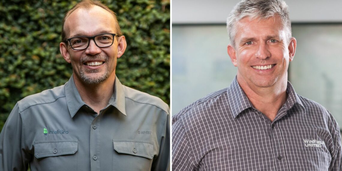 Gideon Hefer (left), outgoing managing director of InteliGro, and Jan Vermaak, CEO of WinField United South Africa. Photos: Supplied/Food For Mzansi