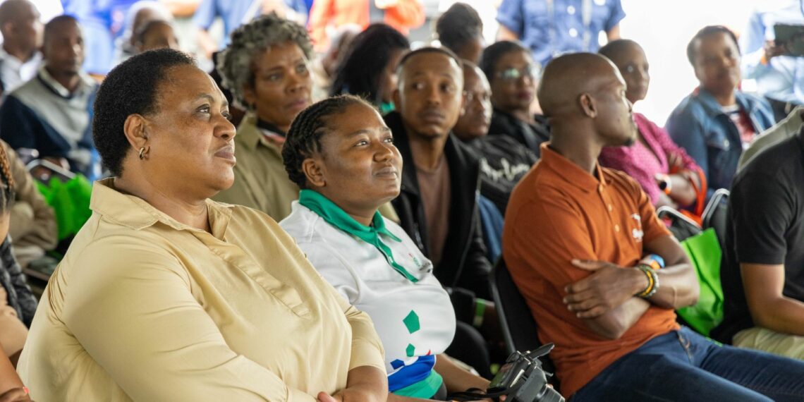 Agriculture, land reform and rural development minister Thoko Didiza captivated by the voices of tomorrow’s agricultural leaders at the 2024 Mzansi Young Farmers Indaba, hosted by Food For Mzansi. Photo: Leon Barnard/Food For Mzansi