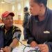 Free health screenings! Farmworkers in Robertson in the Western Cape had free access to blood pressure, cholesterol, diabetes, and HIV/Aids tests at Food For Mzansi and Health For Mzansi’s Agricultural Workers Day. Photo: Ivor Price/Food For Mzansi