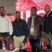 Panellists at Food For Mzansi and Land Bank’s lunch-time conversation at 2024 Nampo Harvest Day: Themba Rikhotso (Land Bank CEO), Sakhumzi May (Land Bank chief agricultural economics officer), Dr Takisi Masiteng (head of agriculture in the Free State), and Dewald Olivier (RMIS CEO). Photo: Kobus Louwrens/Food For Mzansi