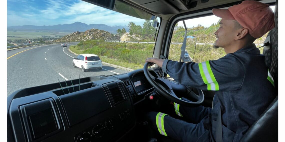 Dylan Simpson drives one of the FoodForward SA trucks. Photo: Supplied/Food For Mzansi