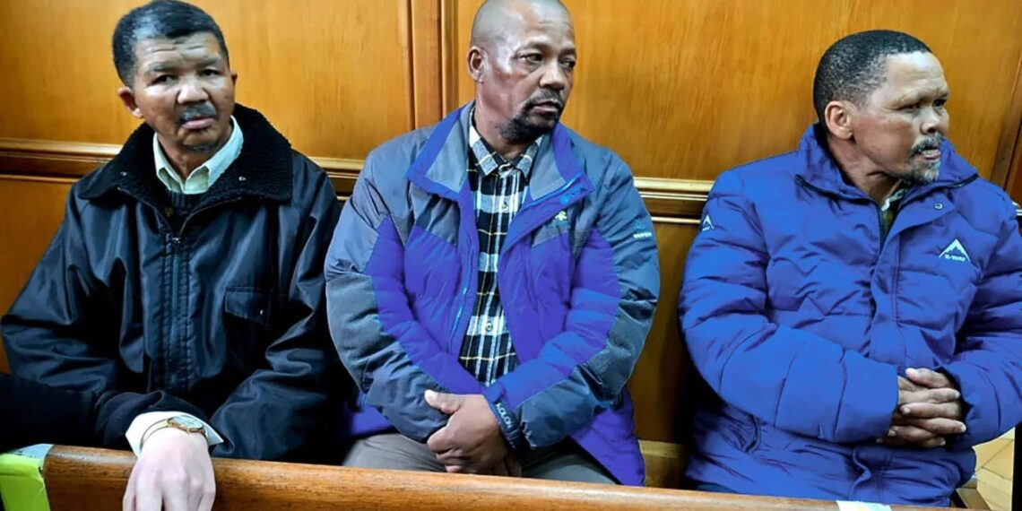 Land allocation dispute: Farmers Herold Bezuidenhout, Jan Bergh, and Johannes Joshua Bezuidenhout await proceedings at the Western Cape High Court during the contempt hearing. Photo: Supplied